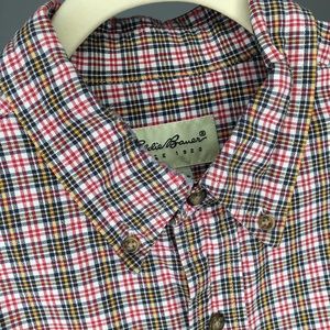 Eddie Bauer Button Up Plaid Cotton Shirt Large